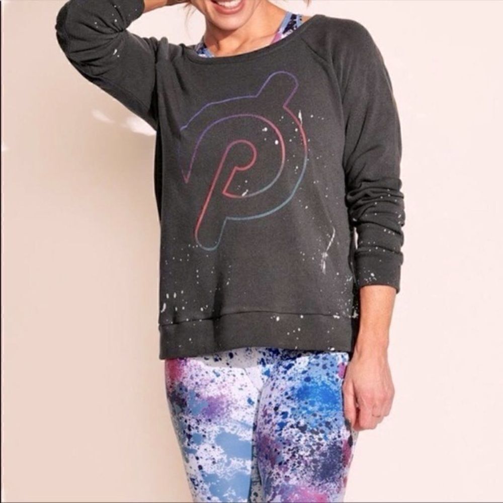CHASER Peloton Sweatshirt Gray Paint Splatter Size medium